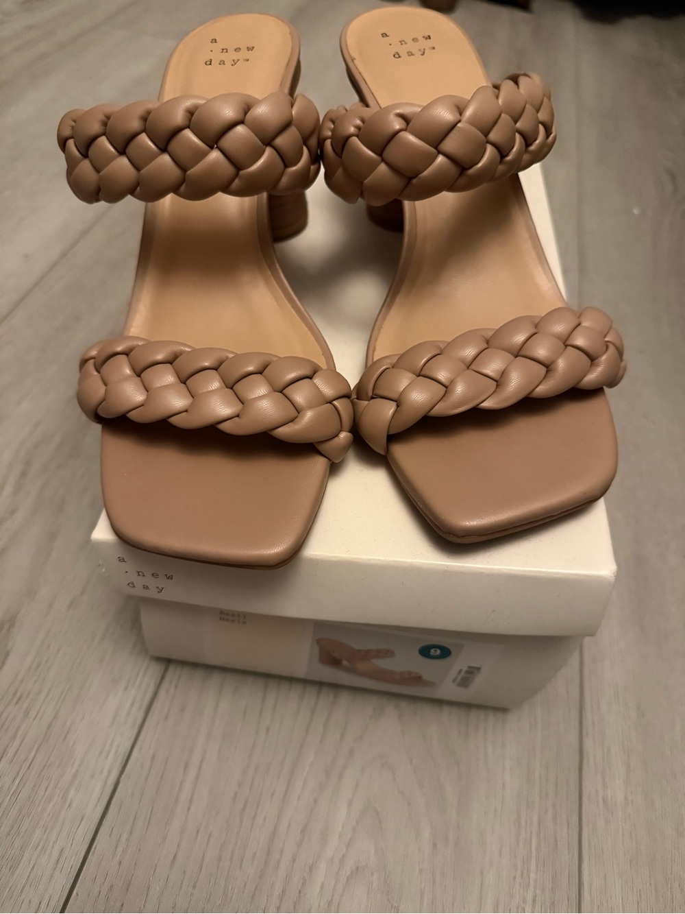 a new day Braided Double-Strap Block Heel — Beige/Tan